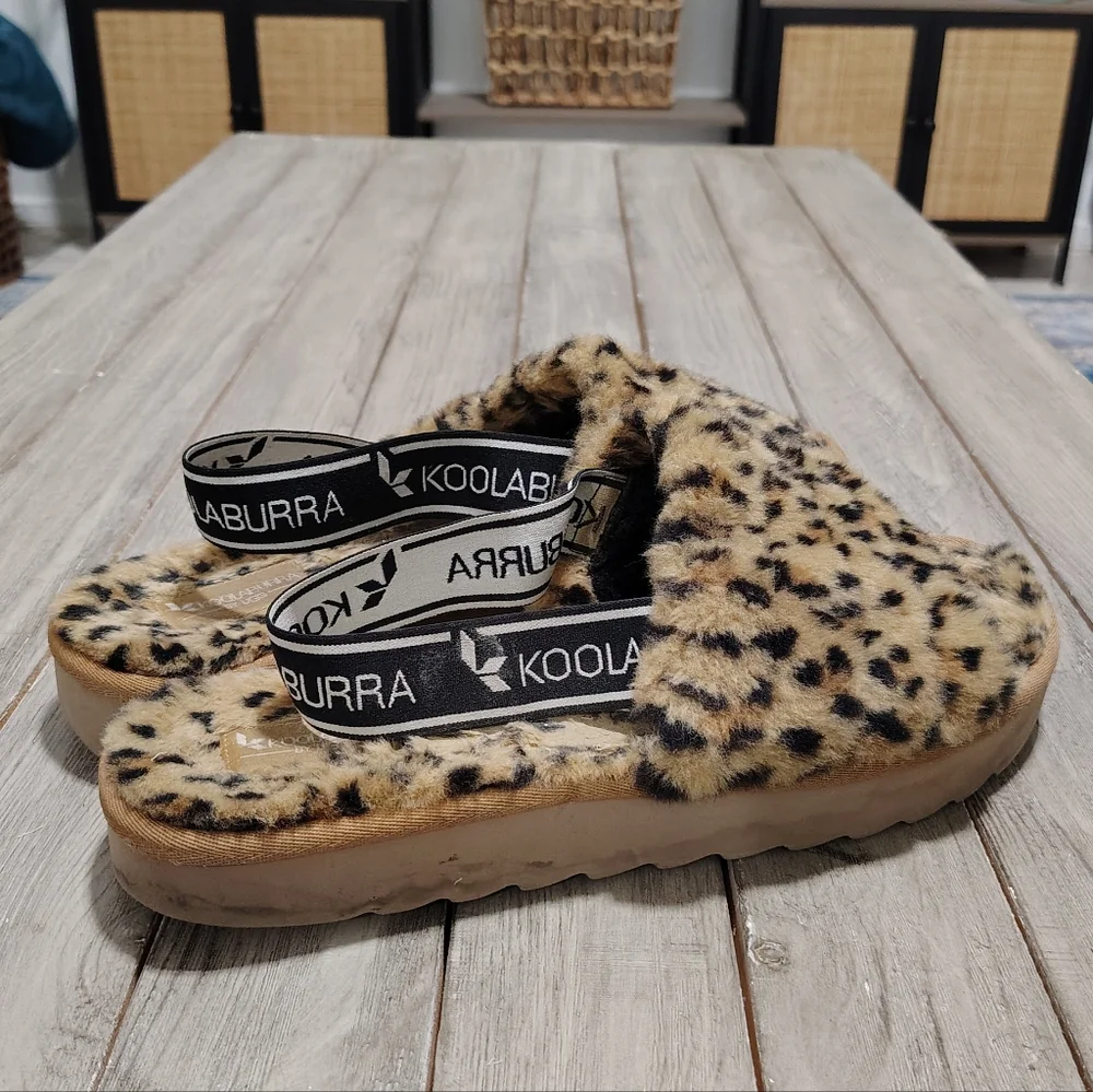 UGG Kookaburra Leopard Print Fuzzy Slide Sandals Size Women's 11 - Picture 12 of 17
